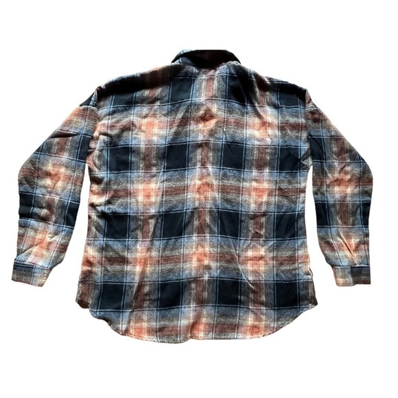 Women's plaid button down collared shirt. Size Small. Orange/brown/black. - Picture 4 of 6